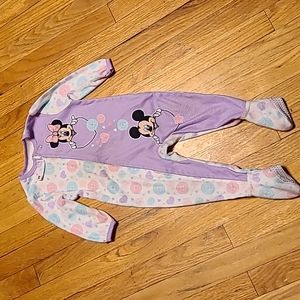 3 for $12 Baby girl 18 month Minnie and Mickey fleece footed onesie